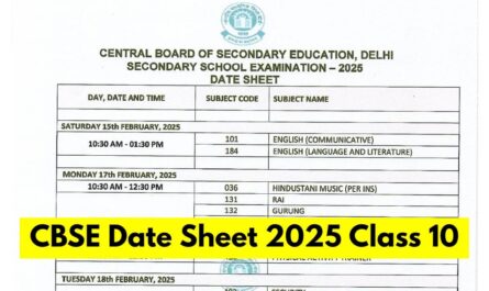 CBSE 10th Class Exam Date 2025