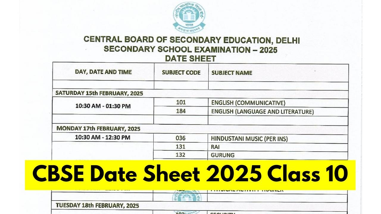 CBSE 10th Class Exam Date 2025 [Dates Announced] CBSE Board