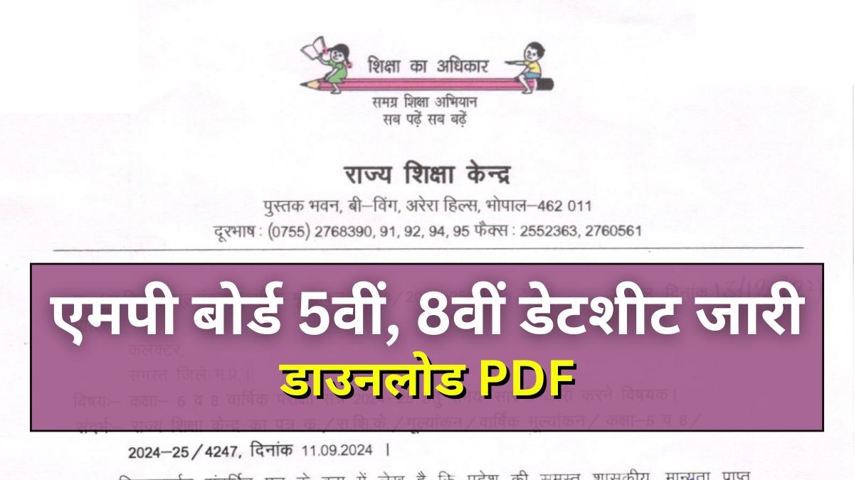 MP Board Class 5-8 Date Sheet 2025 Official PDF Download